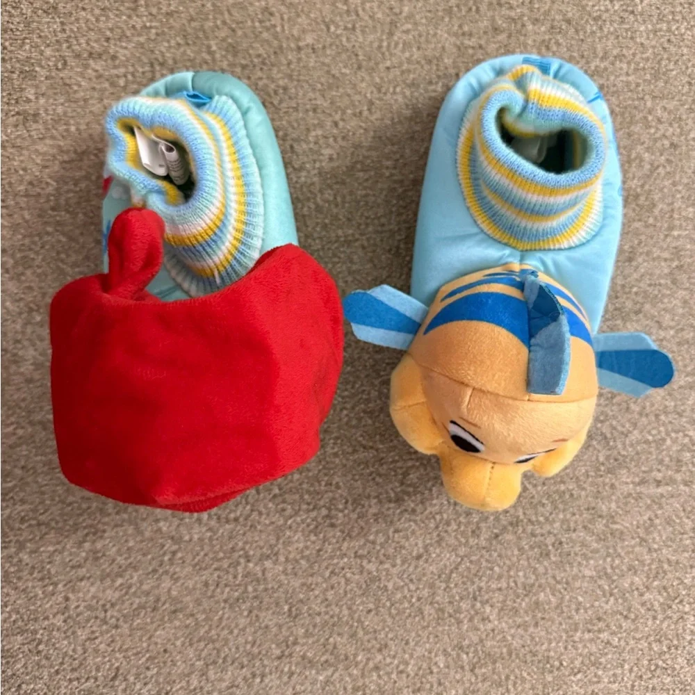 Disney Ariel and Flounder Kids Slippers - Red and Yellow Sz 9/10
